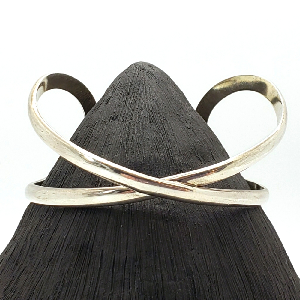 Vintage 925 Sterling Silver Twisted Open Cuff Bracelet